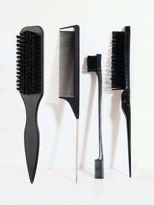 Leopard Print Glossy Backcombing Brush Set, Smooth Brush Can Control Frizz & Flyaways, Create Sleek Ponytail & Bun, Hair Styling Accessories For Women - Multicolor - View 2