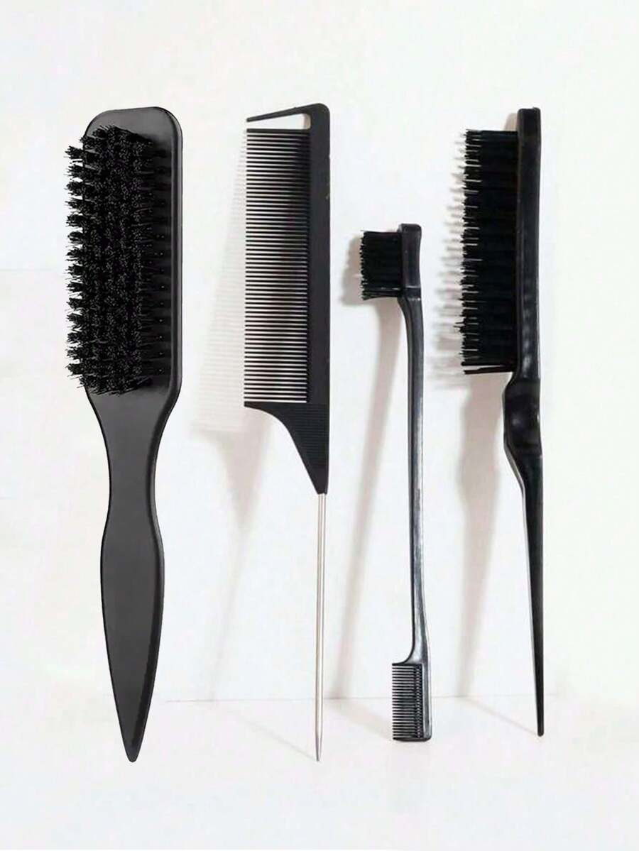 Leopard Print Glossy Backcombing Brush Set, Smooth Brush Can Control Frizz & Flyaways, Create Sleek Ponytail & Bun, Hair Styling Accessories For Women