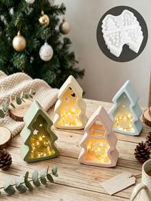 3/4/6 Cavity Christmas Tree Silicone Mold, Clay Mold, Christmas Tree Candle Holder Mold, Suitable For Making Plaster Decorations, Resin Decorations, Christmas Decorations, Home Atmosphere Decorations, Handmade Crafts, Holiday Gifts - Multicolor - View 1