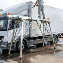 Folding Scaffold With Anti-Slip Widened Platform, Versatile For All Outdoor Scenarios, Freely Adjustable Support Heights, Foldable In One Second For Easy Storage.Comes With Anti-Slip Foot Pads And Safety Latches. Ideal For RV Maintenance - Silvery/650Lbs - View 2