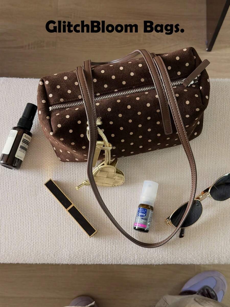 Niche Design Vintage Polka Dot Handbag 2026 New Fashion Versatile Commuter Pillow Bag Shoulder Underarm Bag (No Accessories Included) - Brown - View 1
