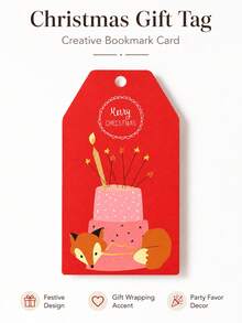 120pcs Christmas Gift Tags Cute Animal Present Labels Festive Holiday Party Favor Decorations Gift Wrapping Accessories Bookmark Style Thank You Tags - Multicolor - View 6