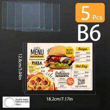 2/5/10pcs Self-Adhesive Sign Holders, Transparent Acrylic Wall-Mounted Photo Frames, A4 A5 A6 Multiple Sizes, Ultra-Thin Reusable Document Menu Protectors, Suitable For Office And Room Decoration - Multiple Specifications - View 25