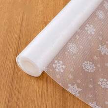 1pc 300cm Long Waterproof Oil-Proof Transparent Kitchen Cabinet And Shelf Liner, White Snowflake Pattern, Easy Clean Surface, Scratcntry Organization - , Non-Slip, Waterproof, Oil-Proof, Transparent Elegant Snowflake Design, Suitable For Kitchen Use - A - View 4