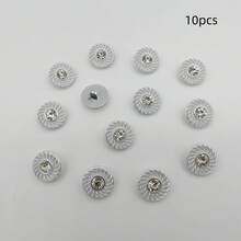 10pcs/2.2cm Fashion Personalized Minimalist White Striped Rhinestone Plastic Buttons With Silver Base, European And American Style High-End Vintage Asymmetrical Pattern Buttons For Handmade Sewing, Versatile Decorative Buttons For DIY Clothes, Bags, Hats, Coats, Sweaters, Pants, Shirts - 10pcs/2.2cm White Rhinestone Buttons - View 9