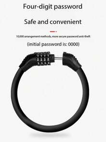 1pc Mini Bicycle Combination Cable Lock, 4-Digit Anti-Theft Lock, Portable Bike Lock For Mountain Bike And Commuting - Multicolor - View 4