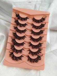 7 Pairs 5d Volume False Eyelashes Fluffy Russian Big Curling Imitation Mink Hair Eyelashes Dramatic Makeup Effect Suitable For Parties Stages And Travel - Black - View 8