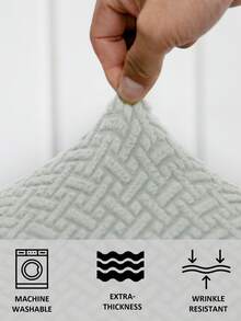 2pcs/Set (Backrest Cover + Seat Cushion Cover) Solid Color Jacquard Split Office Chair Cover, Modern Style Elastic Polyester Split Office Chair Cover, Suitable For Office, Study, Home Use, All Seasons - Light Grey - View 4