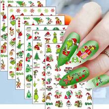 The Grinch 2 قطعة ملصقات أظافر وحش بشعر أخضر لعيد الميلاد مع لاصق خلفي قابل للإزالة ملصقات إكسسوارات أظافر عيد الميلاد - متعدد الألوان - مشاهدة 7