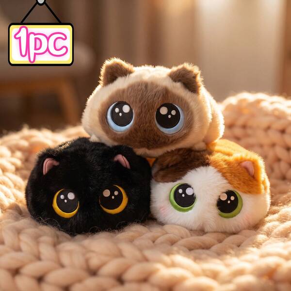 Cute Black Calico Cat Plush Doll Big Eyes Cat Plush Doll Doll