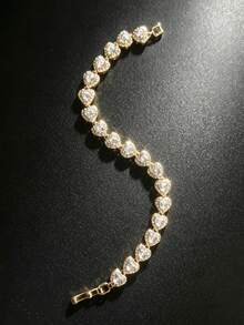 1pc Women's Luxury Random Zirconia Flower Bracelet, Exquisite Dopamine Sparkling CZ Jewelry Gift - Gold - View 14