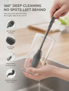 1pc Multi-Function Long Handle Silicone Cleaning Brush, Long Handle Design, No Electricity Required, Multi-Function Cleaning Brush, Suitable For Kitchen, Furniture, Can Deep Clean Coffee Cups, Water Bottles, Etc., Suitable For All Surfaces, Can Clean Cups And Bottles, Reusable, Ideal For Kitchen And Bathroom. - Multiple Styles and Colors - View 7