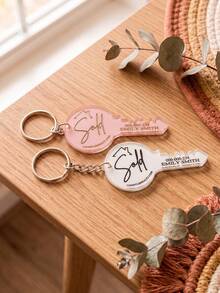 1-6pcs Customized Photo & Text Keychains, Personalized Acrylic Keychains, Custom Couple Keychains, Cute & Fun, Suitable For Family And Friends Custom Keychains - Multicolor - View 5