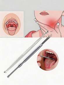 2 Pieces Of Stainless Steel Tongue Coating Cleaner And Tonsillolith Removal Tool, With Anti-Slip Handle, Portable Design, Comfortable Grip Handle, Durable Equipment, Ergonomic Handlex, Tongue Scraper, Teeth Cleaning Tool, Travel Toothbrush - Multicolor - View 5