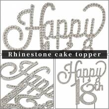 Silver Rhinestone Happy 18th Birthday Cake Topper, Sparkling Number 18 Cake Decoration For Birthday Party, Coming Of Age & Celebration - Style a - View 9