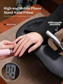 annies Black Nail Art Hand Rest Pillow With Built‑In Magnetic Phone Holder PU Surface Arm Rest Cushion For Manicure Salon Use - Multicolor - View 9