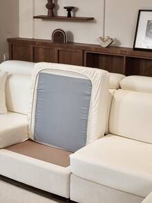 1pc Solid Color Faux Leather Elastic Semi-Cover Sofa Cushion Cover, Multi-Functional Universal Sofa Cover For All Seasons, Pet Friendly Old Sofa Renovation Holiday Decoration, 1-4 Seat Straight Sofa Combination Sofa - Beige - View 6