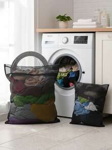 1/3/6pcs Black Mesh Laundry Bag Machine Washing Clothes Storage Bag Underwear Bra Delicates Protection Zipper Closure Household Cleaning Essential Organize - Multicolor - View 9