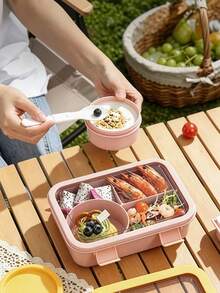1pc Adult Lunch Box Container, Leak-Proof Stackable Food Storage Box With Utensils, Microwave And Dishwasher , Portable, Suitable For Work, School, Travel And More - Multicolor - View 5