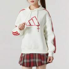 Adidas Women's Double-Sided Knit Sports Casual Sweatshirt Pullover - White - View 4
