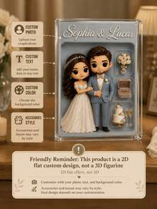 Custom Portrait Doll, Personalized Digital Portrait Art, Custom Photo To Cartoon Acrylic Plaque, Wedding Souvenir, Personalized Acrylic Keepsake, Anniversary Gift, Photo Stand, Office Decor, Birthday Gift - Multicolor - View 6