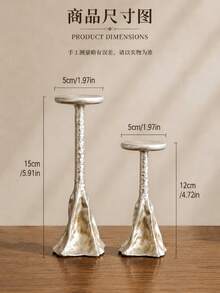 1pc Hammered Texture Pillar Candle Holder, Vintage Distressed Silver Flared Base Tall Candle Stands, Rustic Wabi-Sabi Decorative Candlestick For Dining Table Centerpiece Fireplace Mantel Home Decor - Silver Hill - View 4