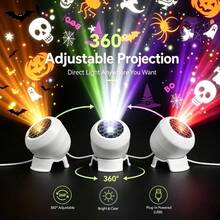 360° Rotating Halloween Dynamic Pattern Projector Light, USB Powered Atmosphere Lamp, Indoor Wall & Ceiling Decoration, Suitable For Bedroom & Living Room, Halloween Home Decor, Photo Backdrop, Holiday Gift - Halloween Projector Light - View 8