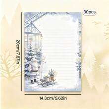 Christmas Theme Stationery, 30 Sheets/Pack, Suitable For Letter Writing Or Note Taking, High-Quality Paper Easy To Use, Festive Artistic Border Design - Rectangle - View 13