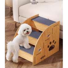STAIRS FOR DOGS / CAT CLIMBING LADDER 3 STAIRS 35CM - Wood - View 3