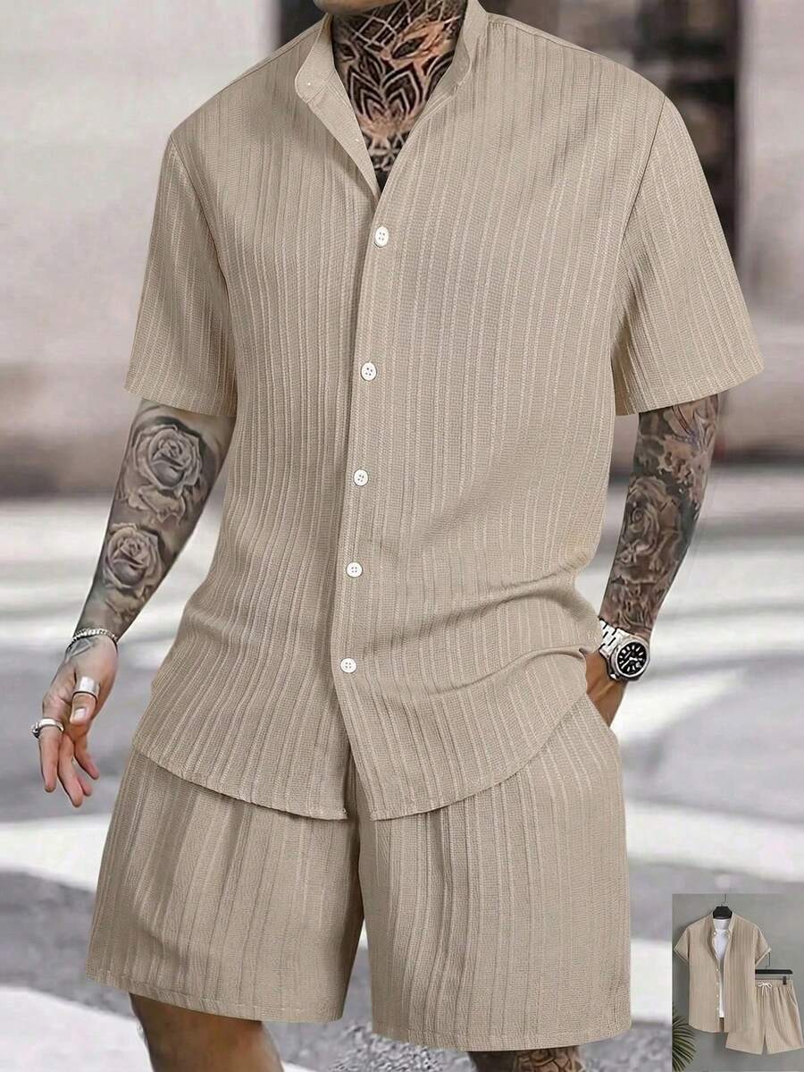 Men Beach Sets - Khaki - View 1