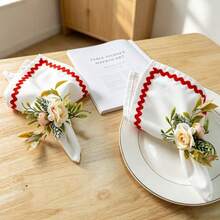 1pc/2pcs/4pcs Minimalist Colorful S-Shaped Lace Square Napkin, Handkerchief, Decorative Cover Cloth For Daily Use And Party - White - View 14