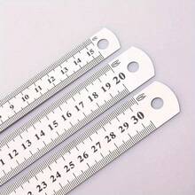1/3pcs Metal Steel Ruler Set, 15/20/30cm Measuring Scale, Student Office Drawing Measurement Tool, Home Craft Cutting Ruler, Holiday Small Gift - Multiple Styles - View 2