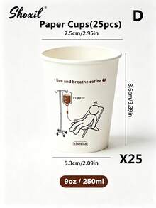 shoxil 25pcs 9oz Disposable Hot Drink Paper Cups, Custom Printed Single Wall White Paper Coffee Cups, Sturdy Leak-Proof, Suitable For Cafes, Restaurants, Takeout Beverages And Catering Services - A - View 10