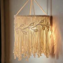 1 buah Kap Lampu Makrame Gaya Bohemian, Lampu Gantung Dekorasi, Kap Lampu Tenun Buatan Tangan, Kap Lampu Rumbai, Seni Serat, Dekorasi Gantung - Lampu dan Adaptor Daya Tidak Termasuk - Seperti yang ditunjukkan pada gambar - View 3