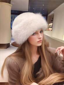 Elegant Women's Faux Fur Winter Hat - Comfortable Warm Thickened Mongolian Hat With Ear Flaps, Fashionable Minimalist Design, Beige/Brown/White/Black Optional, Elastic Fit, Polyester Material, Ideal For Winter Daily Wear, Christmas Decoration, New Year Gift, Christmas Gift, New Year Gift. Recommended Hand Wash Or Dry Clean. Winter Gear - Multicolor - View 7