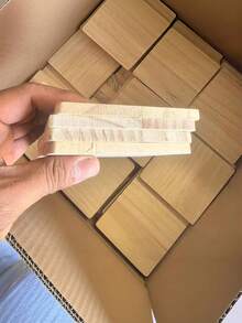 Wood Coasters, Round Wooden Coasters For Tabletop Protection, With Non-Slip Dots, For Drinks, Blank Wooden Coasters Bulk With Non-Slip Silicone Bottom - Beige - View 4