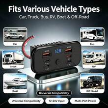 120W Modified Car Charger, High Total Output, Support QC3.0 & PD Fast Charging, Multiple Ports Charge Several Devices Simultaneously, Fire‑Retardant Material, Suitable For RV, Car, Bus, Truck, Boat. - Quantity: 1 - View 10