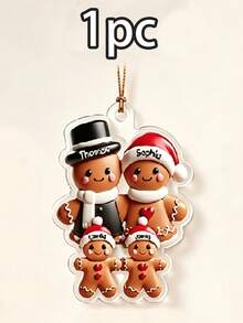 Custom Gingerbread Family Christmas Ornament, Personalized Tree Decor, Festive Holiday Style, Customized 3-8 Names Family Keepsake, Customizable Christmas Hanging Decoration, Family Name Ornament, Christmas Home Decor, Christmas Gift, 2D Flat - Style C - View 8