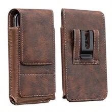 Vertical Waist Bag, Black And Brown, Universal For Middle-Aged And Elderly, Multi-Function Card Slots, Phone Pouch, Wearable Belt, Vertical Waist Leather Case - Brown - View 1