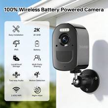 ZHXINSD Wireless Security Camera, Outdoor Battery Security Camera 4MP , 2.4/5G WiFi CCTV Surveillance Camera, PIR AI Motion Detection, Light & Sound Alarm, 2-Way Audio, Real-Time Alerts, TF Card/Cloud Storage, IP65 Waterproof,For Farm/Backyard/Yard Camera - Black - View 2