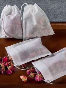100pcs Reusable Non-Woven Fabric Tea Bags, Medicine Bags And Soup Bags, Suitable For Various Filtration Uses, With Drawstring Closure Design, Perfect For Loose Tea, Soup Ingredients, Chinese Herbal Medicine And Spices - Multicolor - View 11
