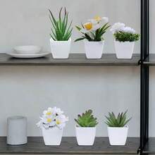 1株（3-4英寸）/6株/套 人造迷你多肉植物，适用于家居、客厅、桌面、窗台、办公桌装饰，母亲节、婚礼派对装饰 - 白綠色 - 查看 11