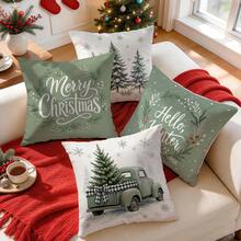 4pcs/1pc Christmas Snowflake Christmas Tree Pattern Pillow Case, Single-Sided Printed Pillow Case, Suitable For Living Room Bedroom Home Decor, All Season Pillow Case - Multicolor - View 5