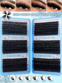 CMAYOME 720/648pcs DIY Artificial Adhesive False Eyelashes, Includes 8-16mm Different Length Soft False Eyelash Clusters, Soft And Fluffy, With Cluster False Eyelashes, Waterproof Glue, Tweezers And Brush - Multicolor - View 17
