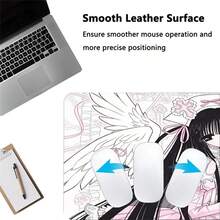 Ins Style Japanese Vintage Leather Mouse Pad Angel Girl Mouse Pad Oversized Computer Mouse Pad Cute Pink Anime Office Leather Desktop Mouse Pad - View 6