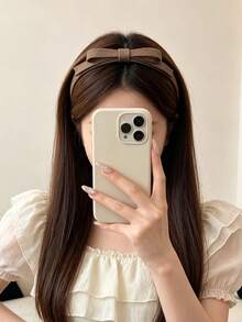 1pc Thin Fabric Bow Headband For Women, Fashionable Elegant Versatile Solid Color Non-Slip Hair Hoop For Bangs And Loose Hair - Multicolor - View 4
