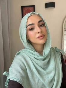 FADZOYLE 1pc Women Elegant Solid Bowknot Lace Fringe Texture Scarf Soft Breathable Large Shawl Wrap Hijab Daily Wear Multi-Use Neck Wrap Summer Vacation - Multicolor - View 4