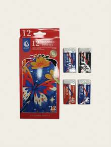 Conjunto de Lápis de Cor de 12 e 24 Cores e 4 Borrachas, Borrachas 2B, HB, 4B, 6B, Conjunto de Lápis de Desenho Artístico, Lápis de Desenho Artístico de Núcleo Macio, Adequado para Pintura, Esboço, Sombreamento, Colorir Cartões de Natal, Etc. - Presente de Arte Premium para Meninos, Meninas, Artistas e Amantes de Arte - Multicolorido - Visão 12