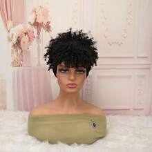 Women Black Short Kinky Curly Synthetic Headband Wig, Fluffy Natural Non‑Glueless No Lace Easy Wear Wig For Daily Party Date - Multicolor - View 13