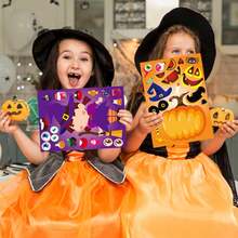 12/24 Halloween DIY Face Sticker Puzzle - Classic Bat, Ghost, Pumpkin And Vampire Character Designs, Interactive Puzzle Toy Promotes Brain Development, Children's Party Gift, Gift Packaging, Classroom Activity, Halloween And Christmas Gift - Mixed Color - View 6